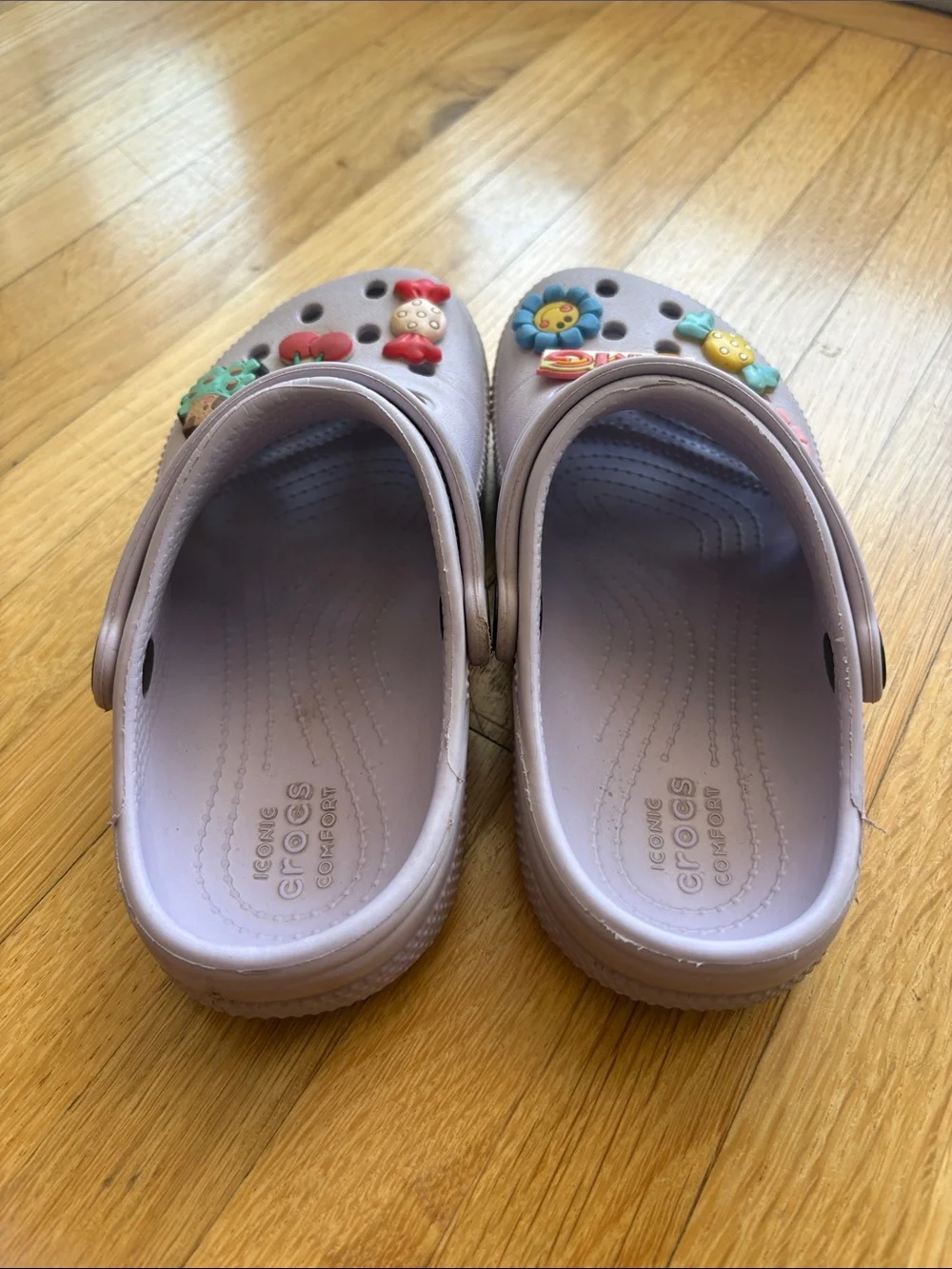 CROCS Kids size 13 Light Lavender Clog Sandals with Colorful Jibbitz Charms